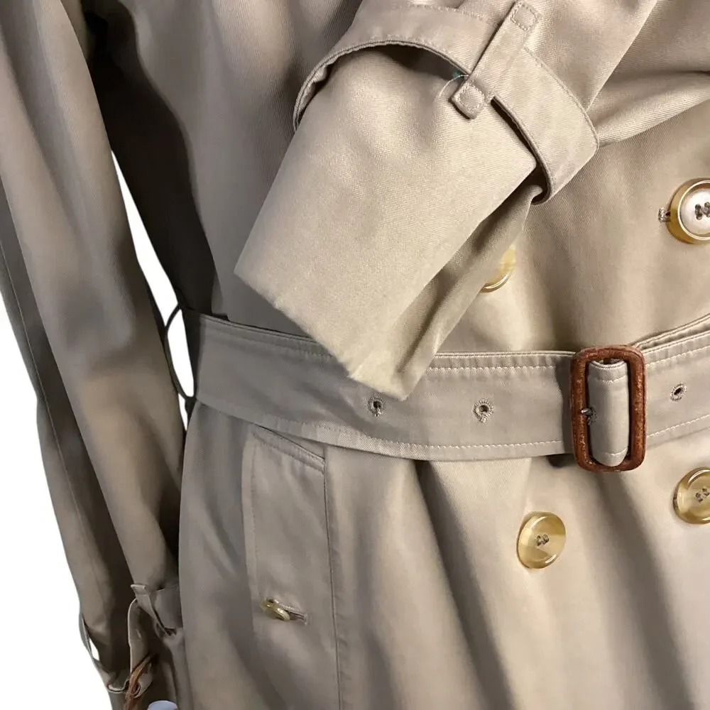 Vtg 60s Classic Burberry Beige Trench Coat Long Belted Nova-check Womens 10 - Picture 10 of 16